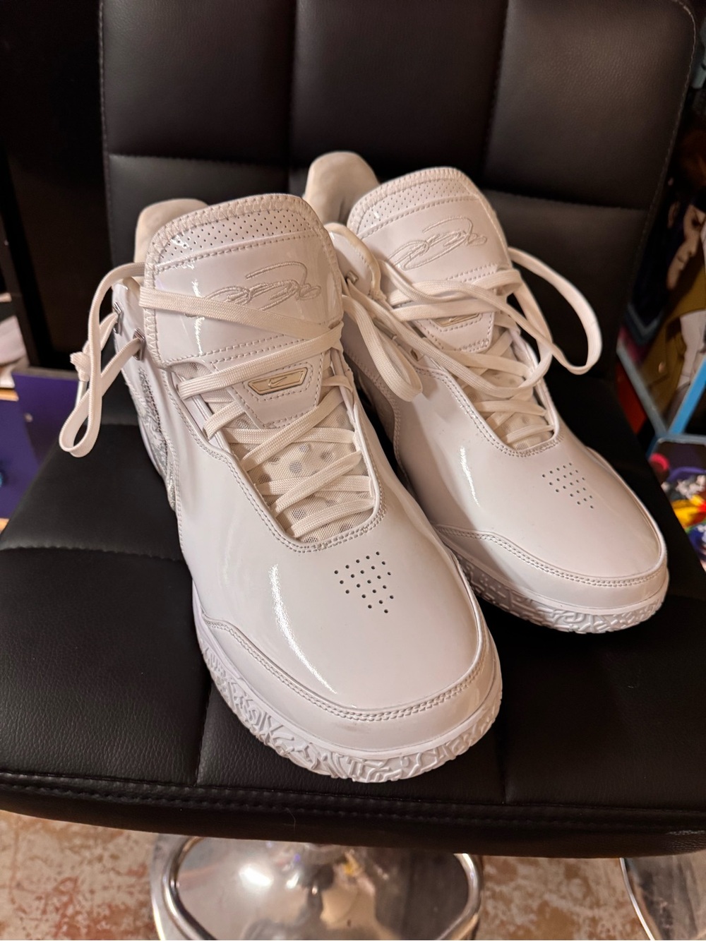 Nike Zoom LeBron NXXT Gen All-White Patent Leather Sneakers